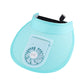 Sky blue sunshade fan hat with large curved brim and built-in cooling fan module