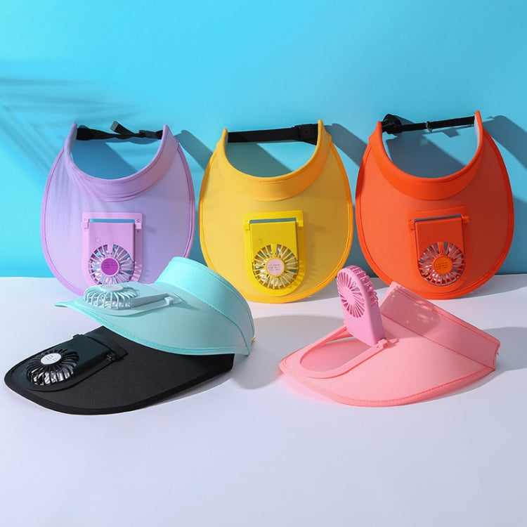 Assorted color sunshade fan hats with curved brims and built-in cooling fan modules