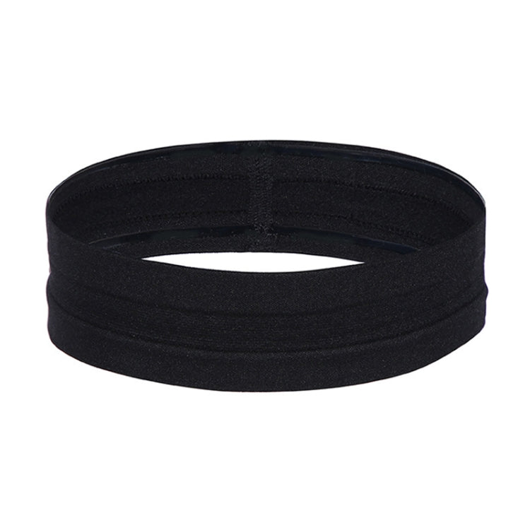Black fabric sweat guide headband, flat folded design.