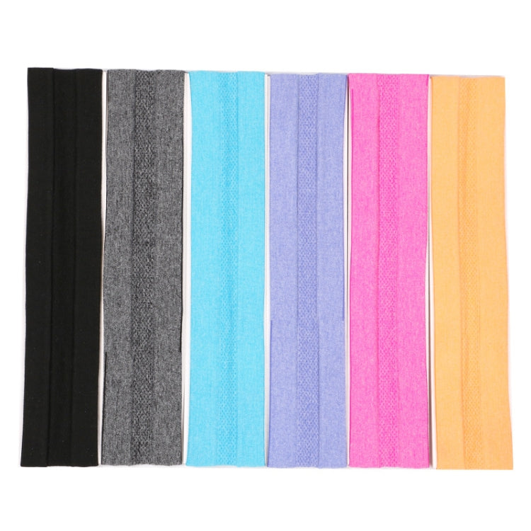 Color options for sweat guide headbands in black, gray, blue, purple, pink, and orange.