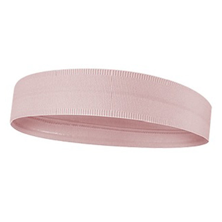 Pink silicone non-slip running headband, ribbed fabric band