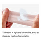 Pink silicone non-slip headband, hands holding ribbed breathable fabric band
