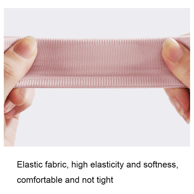 Pink silicone non-slip headband, elastic ribbed fabric stretch detail