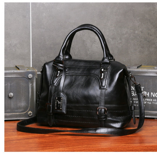 Ladies Casual Handbag Soft-faced Solid Color One-shoulder Diagonal Large Bag, Black, Pink, Brown, Grey