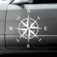 White compass rose car body sticker with N E S W directions and compass ring