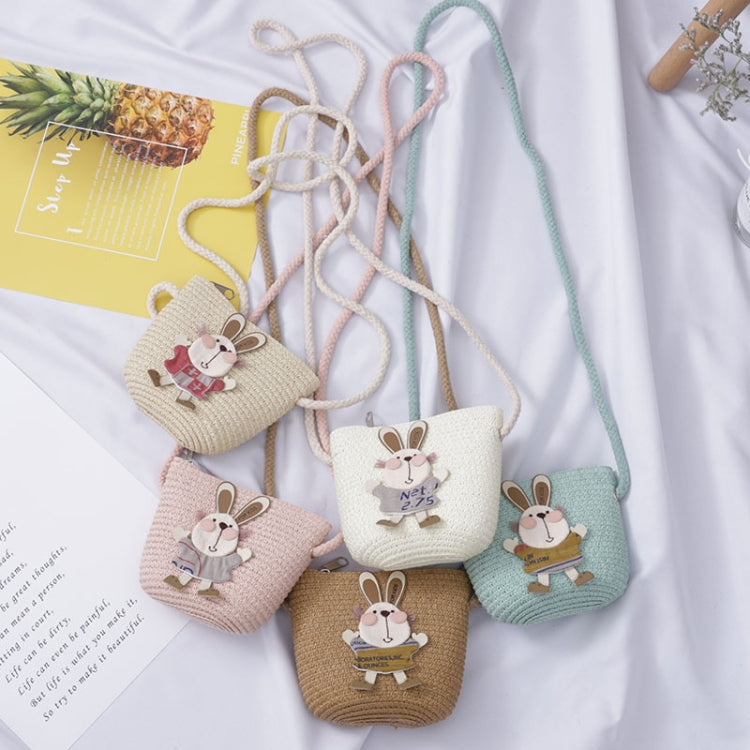 Children beach hat and pouch set, multiple colors with rabbit appliques