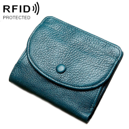 Blue genuine leather tumbled coin purse with snap buckle closure
