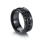 Black ring close side angle showing turnable chain texture and Roman numeral rim
