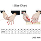 Ring size chart showing finger measurements in millimeters for sizes 4–15