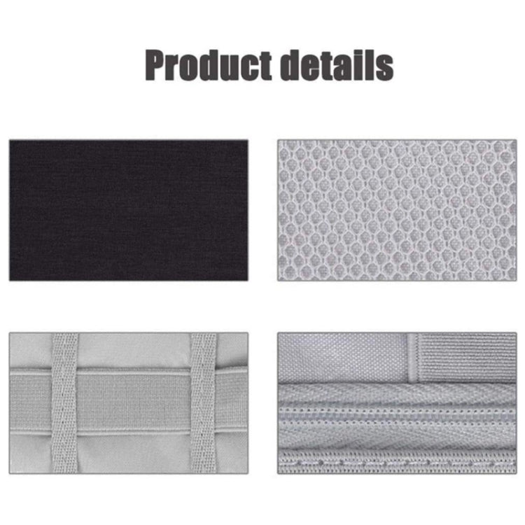 Fabric and stitching detail panels for a cable storage organizer bag