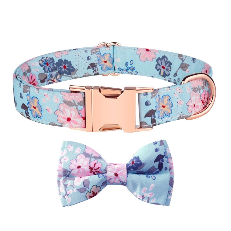 Rose Gold Buckle Pet Detachable Bow Collar, Size:, S 1.5x28-40cm, M 2.0x33-50cm, L 2.5x38-60cm, XL 2.5x43-70cm