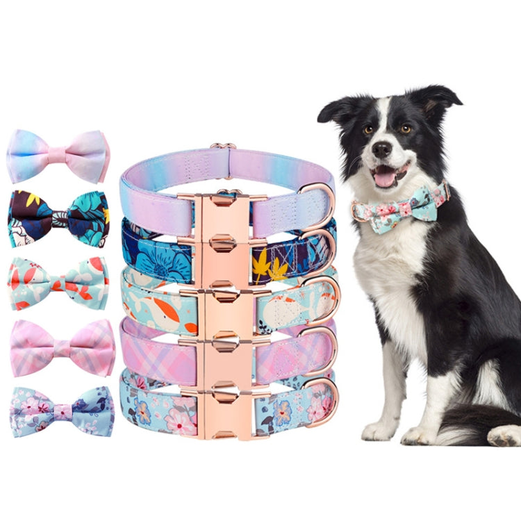 Rose Gold Buckle Pet Detachable Bow Collar, Size:, S 1.5x28-40cm, M 2.0x33-50cm, L 2.5x38-60cm, XL 2.5x43-70cm