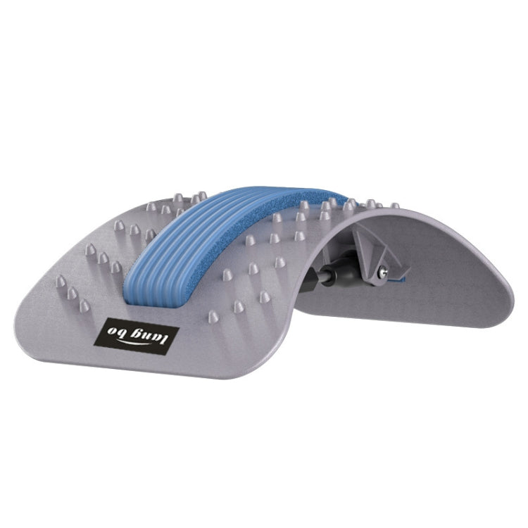 Rotary massage board with gray base, blue ridged roller, and white acupressure spikes