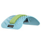 Rotary massage board with light blue base, green ridged roller, and white acupressure spikes