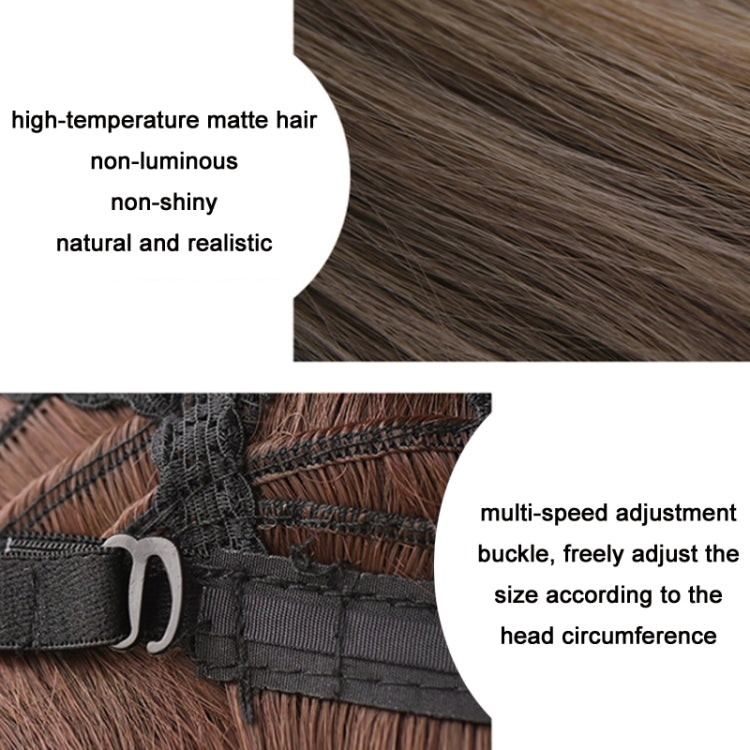 Dark brown wig hair fiber close-up with matte, realistic texture