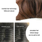 Wig cap with adjustable straps and dark brown hair follicle pattern