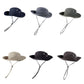 Assorted breathable drawstring fisherman hats in blue, beige, olive, and brown