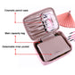 Open cosmetic bag with detachable inner pocket and multiple brush/pencil compartments