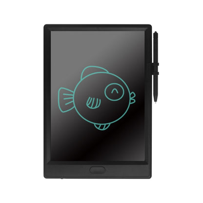 Black 10-inch LCD writing board with teal line drawing and black stylus pen