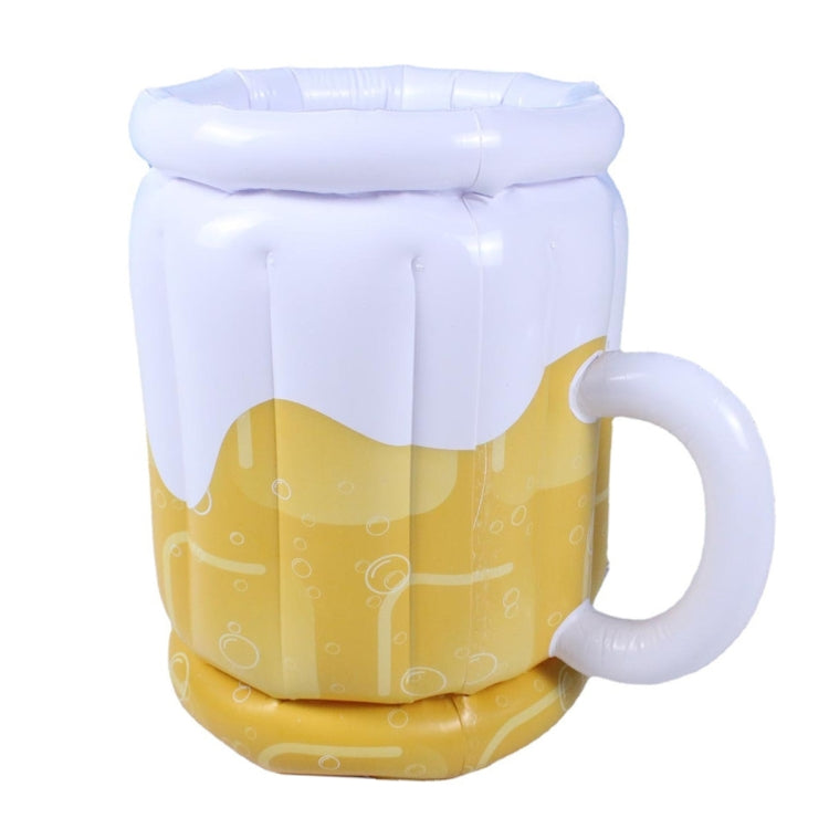Inflatable PVC ice bucket with white top, yellow base, and curved side handles