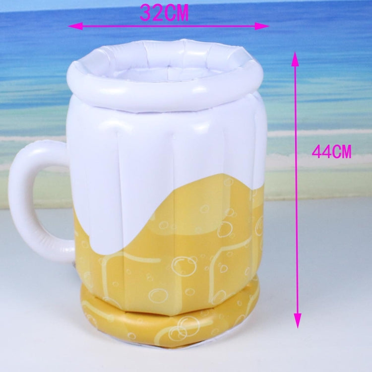 Inflatable PVC ice bucket with white rim, yellow body, and curved side handle