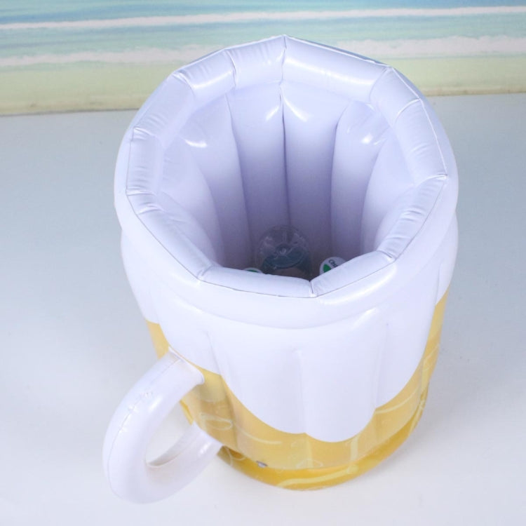 Inflatable PVC ice bucket basket with open top, white walls and yellow lower section