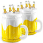 Set of inflatable PVC beer ice buckets, white tops and yellow bottoms with handles