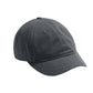 Gray baseball cap with short curved brim and stitched panels