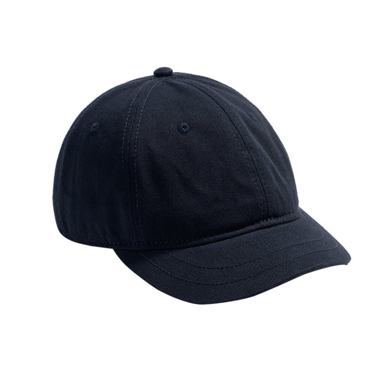 Navy baseball cap with short curved brim and ventilation eyelets