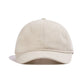 Beige baseball cap with short curved brim and stitched crown panels