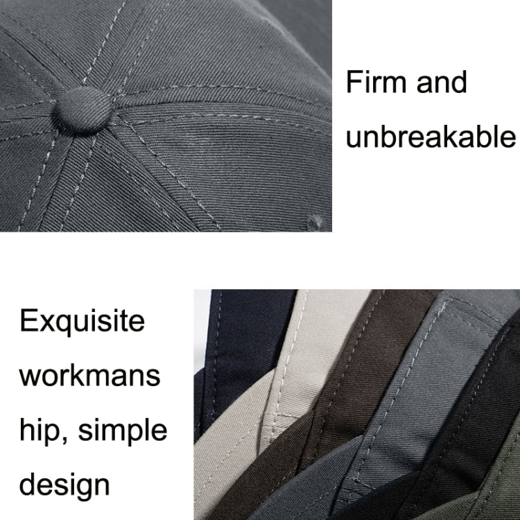 Dark gray baseball cap close-up showing brim stitching and crown seams