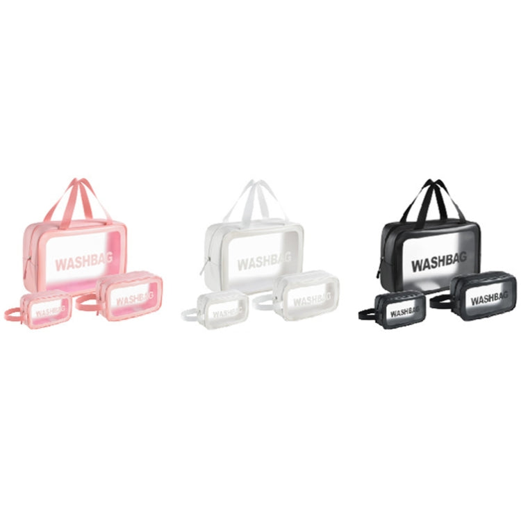 Assorted color transparent waterproof cosmetic bag set with zip pouches