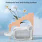 Gray transparent PVC waterproof cosmetic bag with zip-top and wide wrist strap