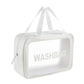 White PVC transparent waterproof cosmetic bag with zip top and carry handles