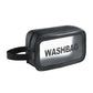 Black transparent waterproof cosmetic bag with zip closure and shoulder strap