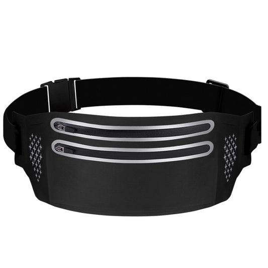 Outdoor Double Zipper Sports Waterproof Lycra Body Slim Waist Bag, Black, Mint Blue, Grey, Rose Red, Green