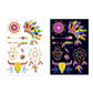 Fluorescent boho tattoo stickers on two sheets, feather, arrows, dreamcatcher, hand