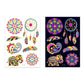 Fluorescent mandala and dreamcatcher tattoo stickers on two sheets, multicolor patterns