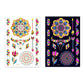 Fluorescent mandala and arrow tattoo stickers on two sheets, colorful geometric designs