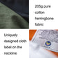 Cotton herringbone fabric label text: 205g pure cotton herringbone fabric; uniquely designed