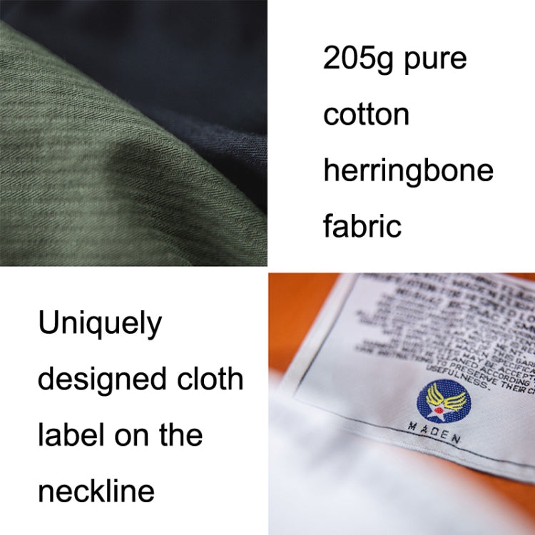 Cotton herringbone fabric label text: 205g pure cotton herringbone fabric; uniquely designed