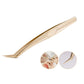 Gold eyelash extension tool with slim handle and pointed clamping tips