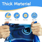 Children sprinkler play mat folded, showing blue pattern and non-slip label icons