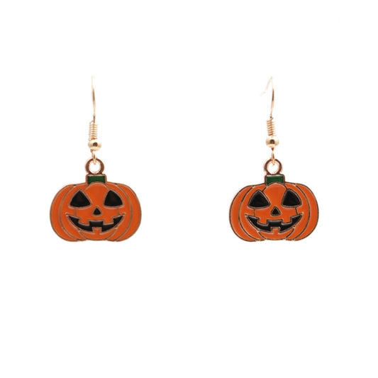 2 Sets Halloween Ghost Pumpkin Pendant Necklace Ears Personality Jewelry, Pumpkin