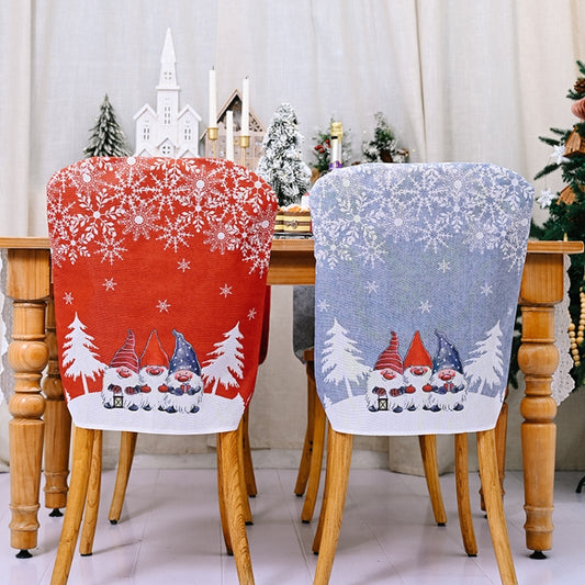 Christmas Cartoon Forest Snowflake Chairs Cover Decorative Supplies, Cartoon Forest Red, Cartoon Forest Gray