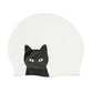 White silicone swimming cap with black cat face graphic