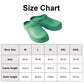 Green slip-on work shoes, with size chart showing sizes 36-37 to 44-45