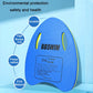 Blue EVA swim kickboard backboard with side hand openings and product label
