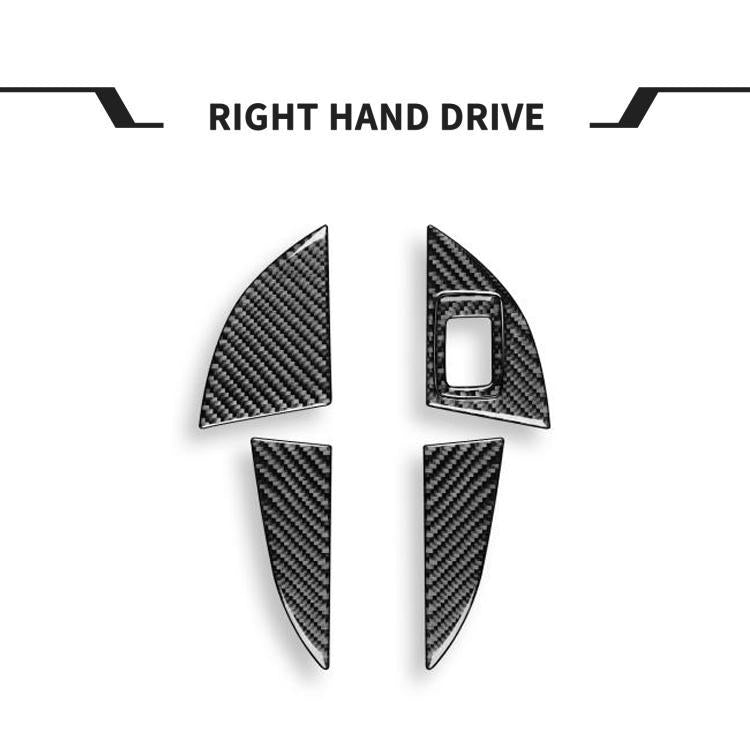 Carbon fiber-look door storage panel stickers set with cutout trim, right-hand drive