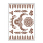 Brown and red henna lace tattoo sheet with crescent moon and floral mandalas